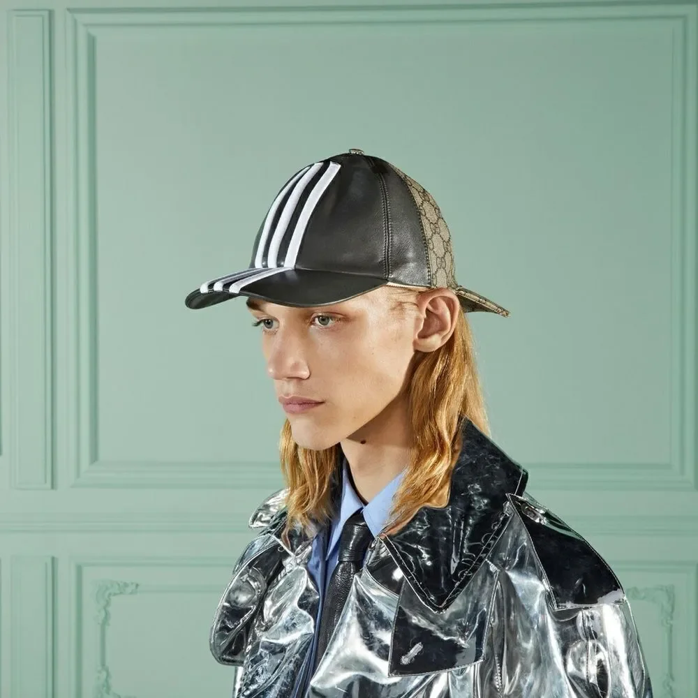 Gucci x Adidas Collab 3 Stripe Gg Monogram Supreme Double Sided Hat NWT Small